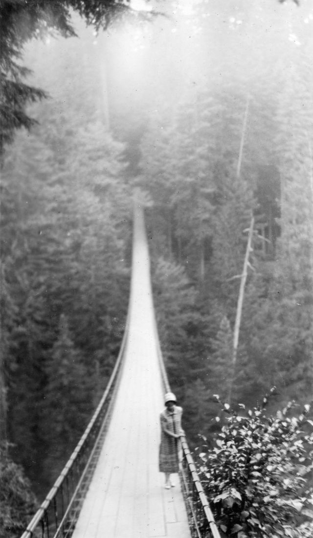 These vintage photographs capture people crossing the famous Capilano Suspension Bridge in Vancouver  1890 1910 - 58