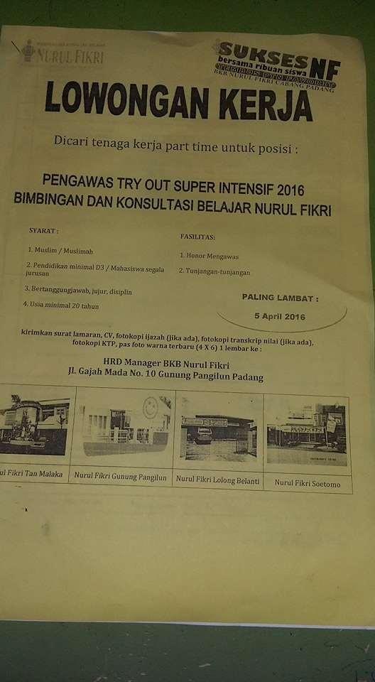 Lowongan Kerja Part Time Di Padang Untuk Mahasiswa