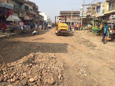 वजीरगंज का सड़क निर्माण शुरू, AnjNewsMedia, Construction of Wazirganj road started