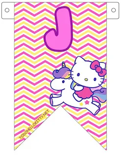 Banderines con Letras para Cumpleaños de Hello Kitty. Hello Kitty Party Free Printable Banners with the Alphabet.