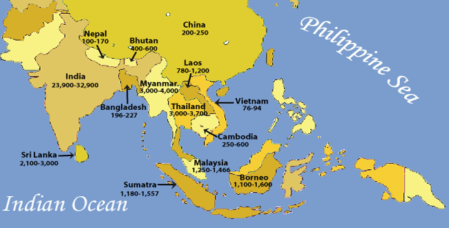 Asia Elephant Map 