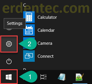 Start menu and Settings icon.