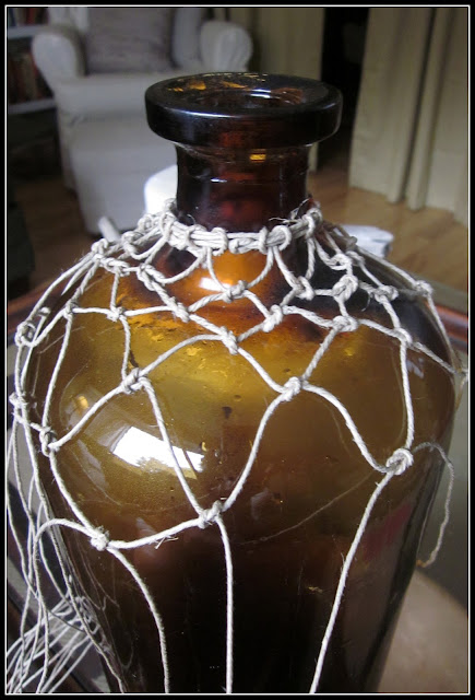 amber bottle with macrame string