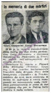 24 marzo 1946: inaugurazione del cippo ai partigiani Bavaresco e Gasparini