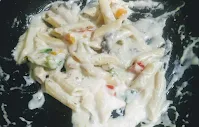 Cooking penne pasta with exotic vegetables for white sauce vegetable pasta recipe
