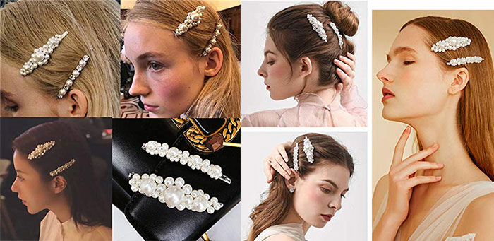 NeoStipZone | 35 Beautiful Hair Clips / Barrette Collection | Pearls Hair Clips sample