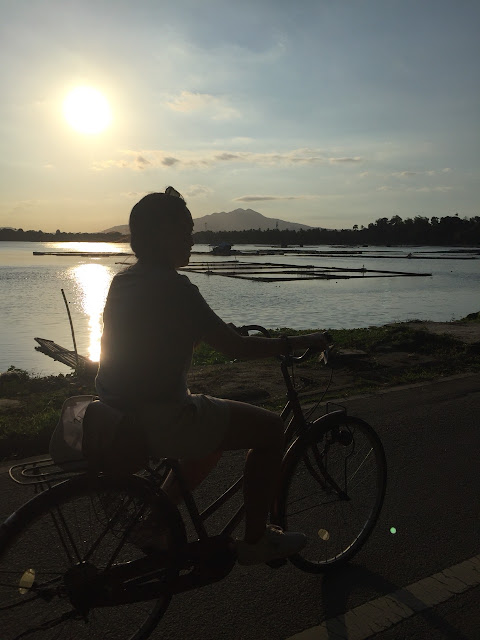 Biking along the lake