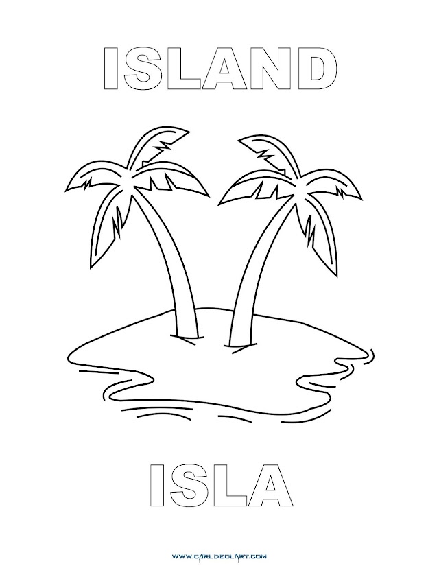 Dibujos Inglés - Español con I: Isla - Island