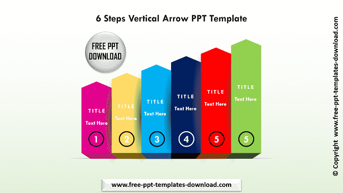 6 Steps Vertical Arrow PPT Template Download