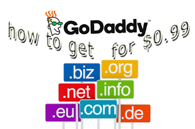 how to get-buy domain name .com .net ... from godaddy  for $0.99 2018