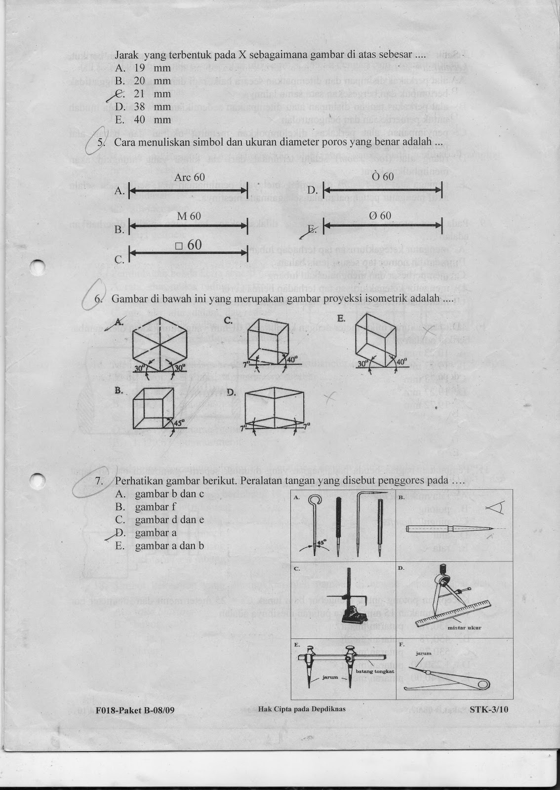 SOAL UJIAN NASIONALKEJURUAN T.PEMESINAN TAHUN 2008/2009