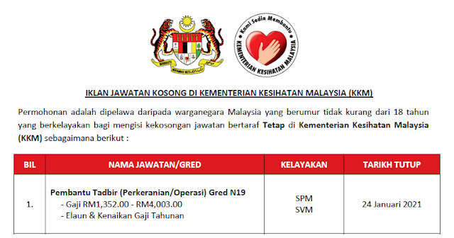 kkm jawatan kosong 2021