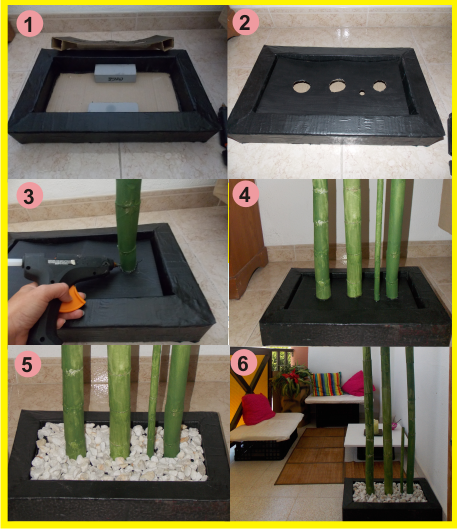 Decoración con bambu de cartón