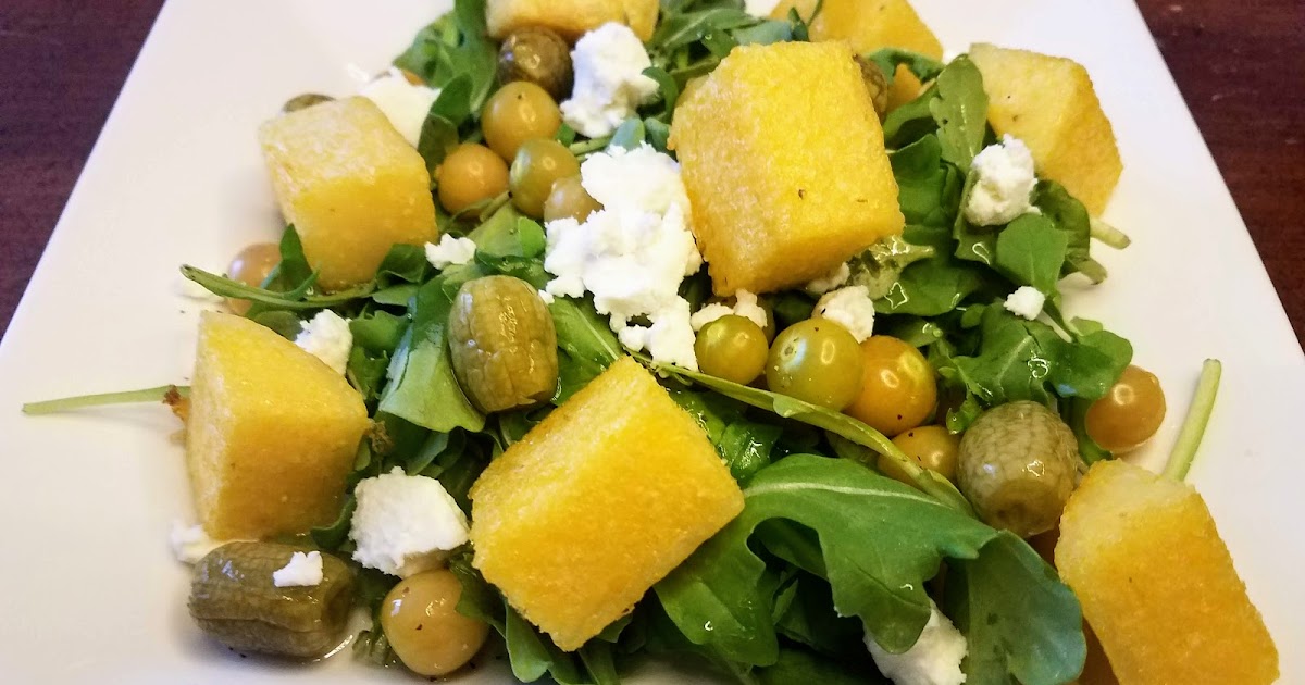 Ground Cherry Salad with Polenta Croutons