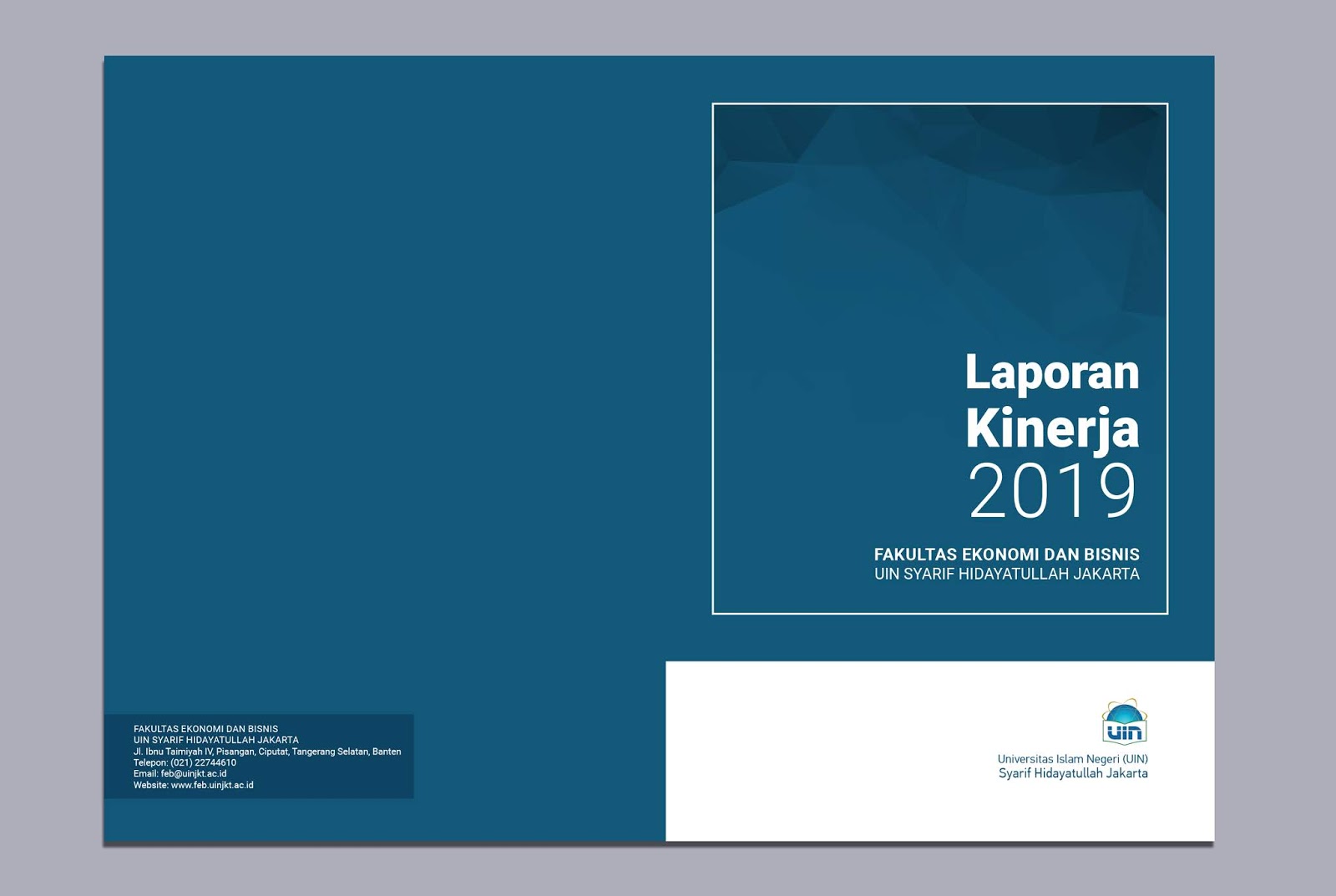 Layout buku dan desain cover Laporan Kinerja FEB UIN