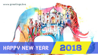 Indian Theme New Year 2018 Greeting Elephant 