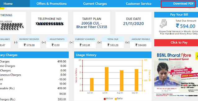 Download your BSNL telephone bills online || How to download BSNL bills