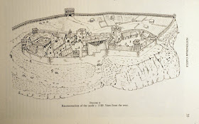 Line drawing of Nottingham Castle in the 12th century castle.