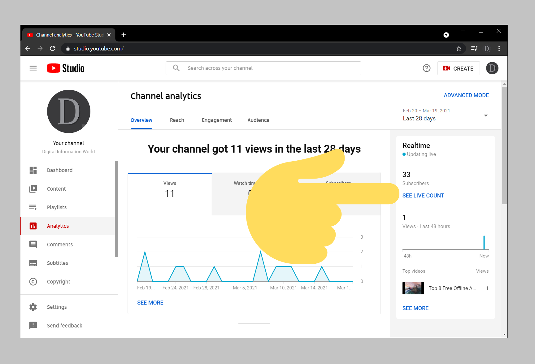 Studio is now allowing creators to check subscribers of their  channels with a new counter that updates in real-time