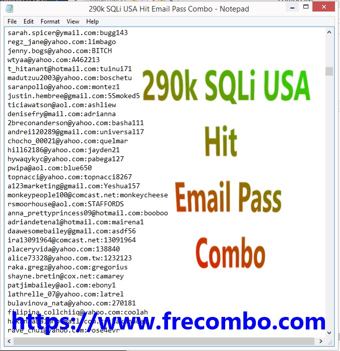 290k SQLi USA Hit Email Pass Combo