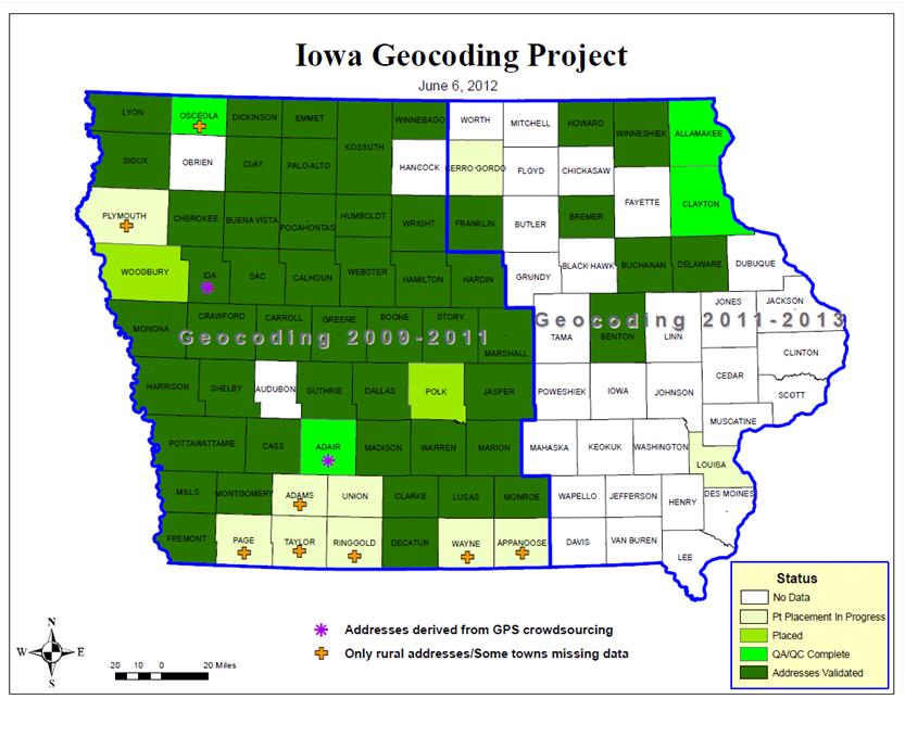 Iowa GIS Service Bureau First Batch of Geocoding Project Points!