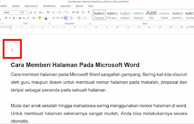Cara Memberi Halaman Pada Microsoft Word