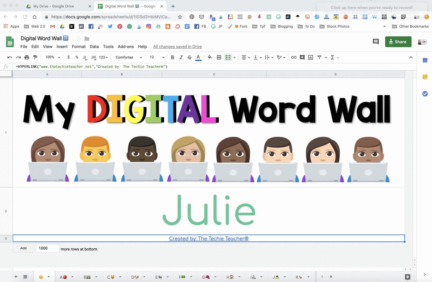 How to Use Digital Word Walls and Dictionaries in Google Drive For Blank Word Wall Template Free