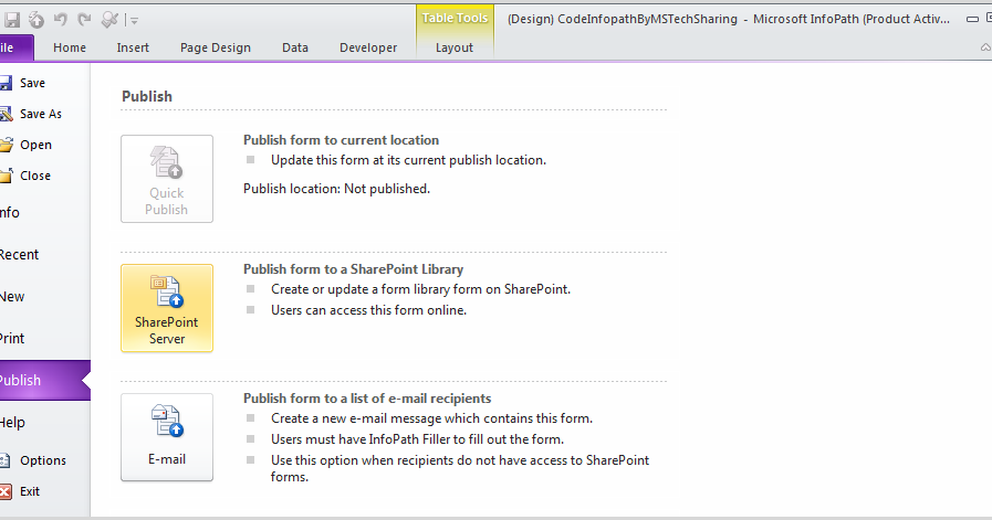 InfoPath 2010 Form with Managed Code to a Browser Enabled Sharepoint ...