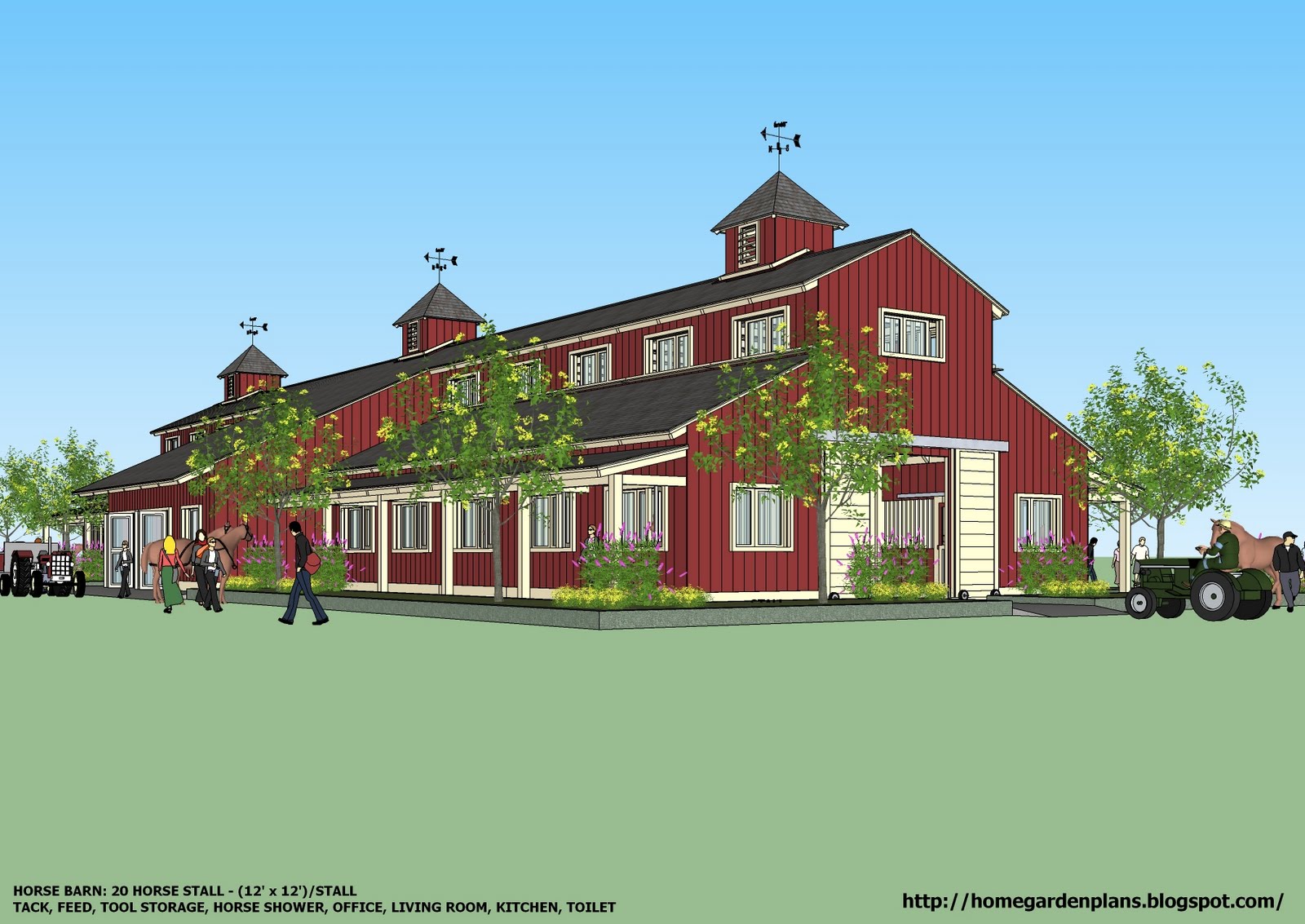 Horse Barn Stalls Plans 8x10x12x14x16x18x20x22x24 | Josep