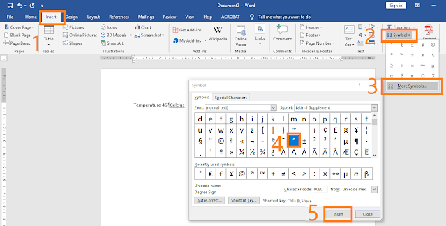 How to Type Degree Symbol in Word
