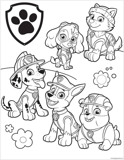 Paw Patrol Coloring Page for of a Cute Cartoon Colour Drawing HD Wallpaper colours