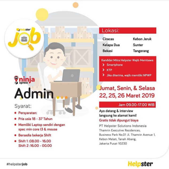 Walk In Interview Lowongan Admin Ninja Xpress 22 25 26 Maret 2019 Dibacaonline