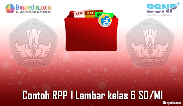 Contoh RPP 1 Lembar kelas 6 SD/MI