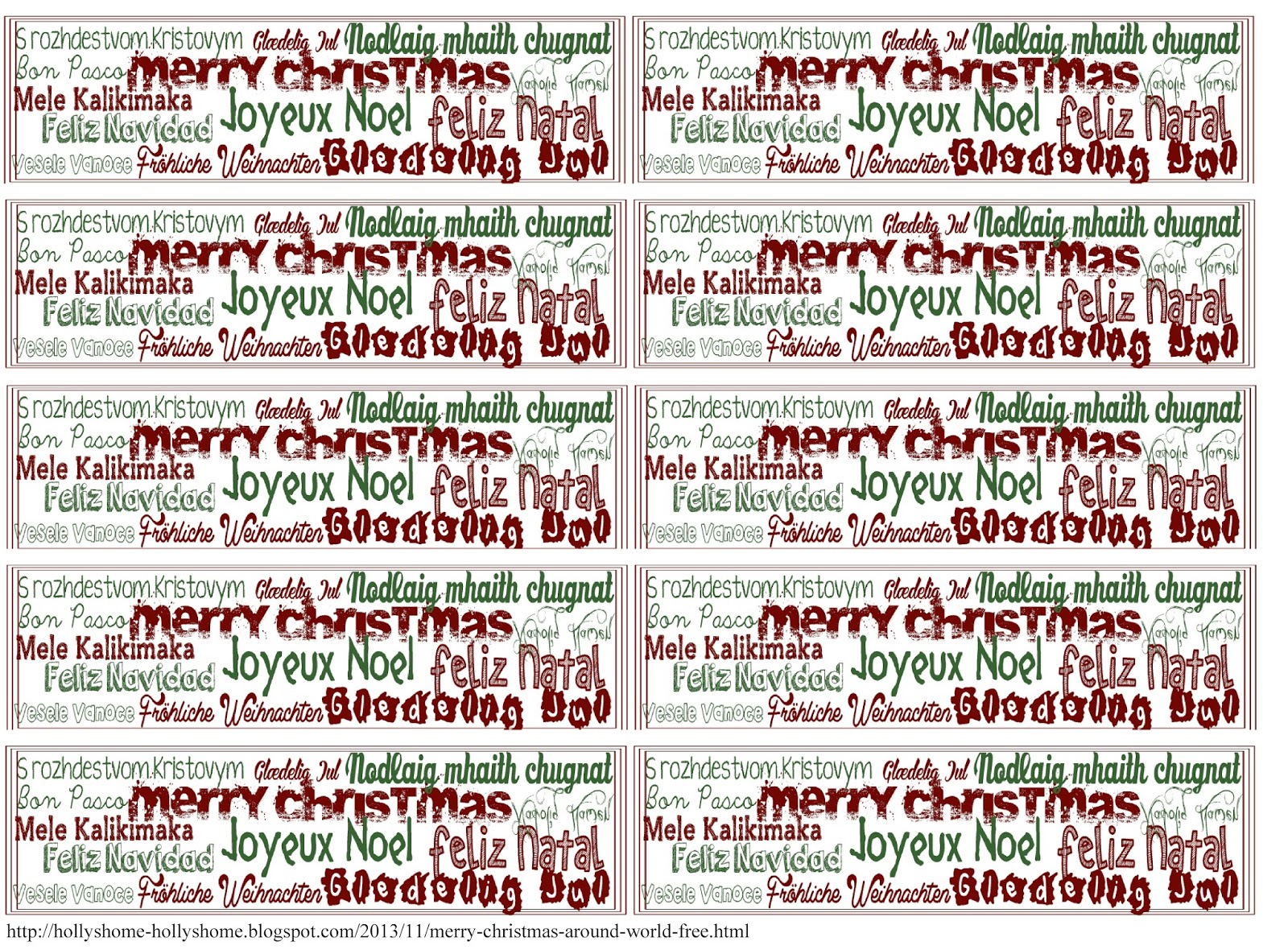 HollysHome Family Life: Merry Christmas Around the World FREE Printout ...
