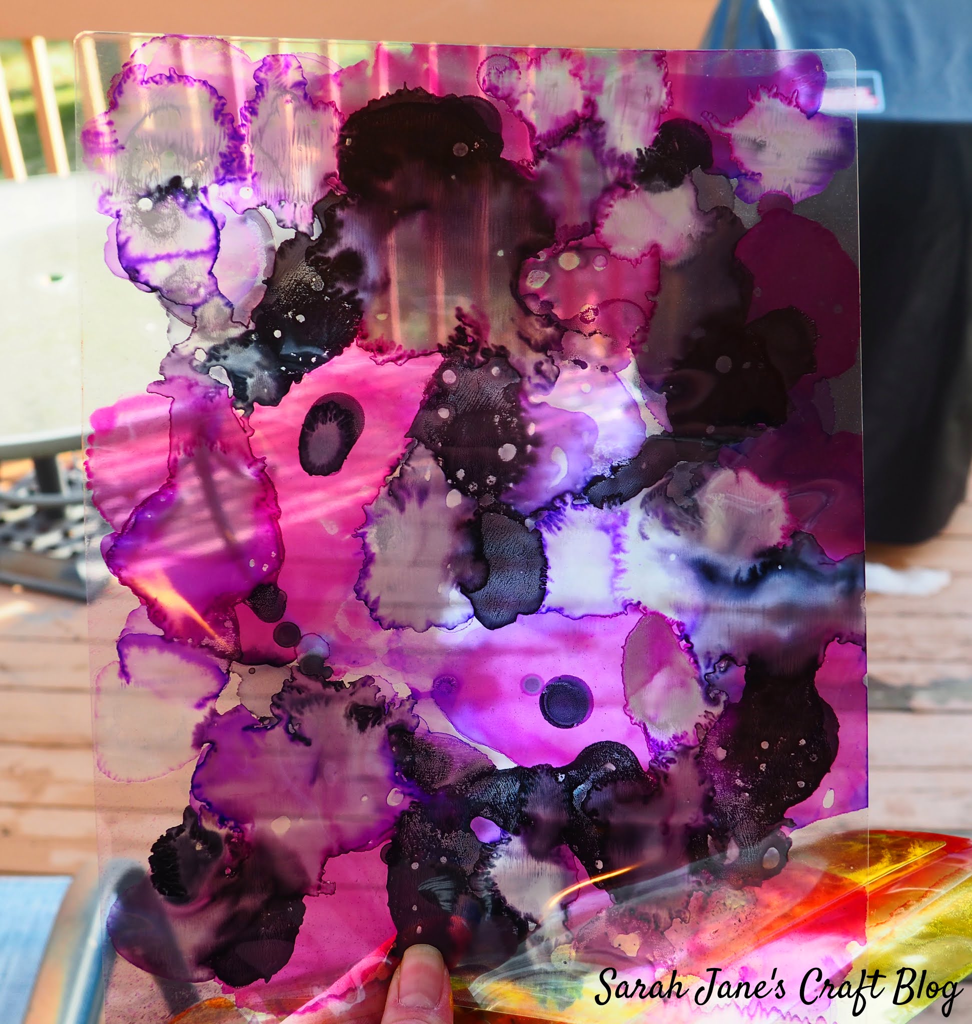 Alcohol Ink on Laminating Pouches Cut with a Silhouette Cameo into