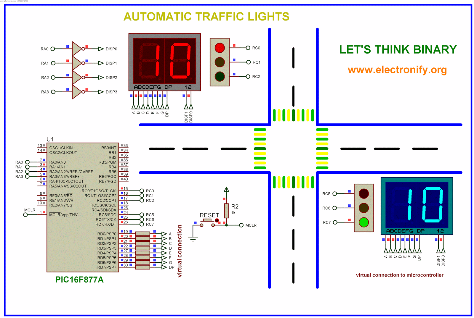Pin งานที่8 Automatic traffic light using PIC16F877A Microcontroller