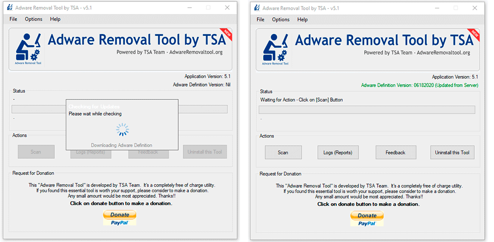 Usando Adware Removal Tool