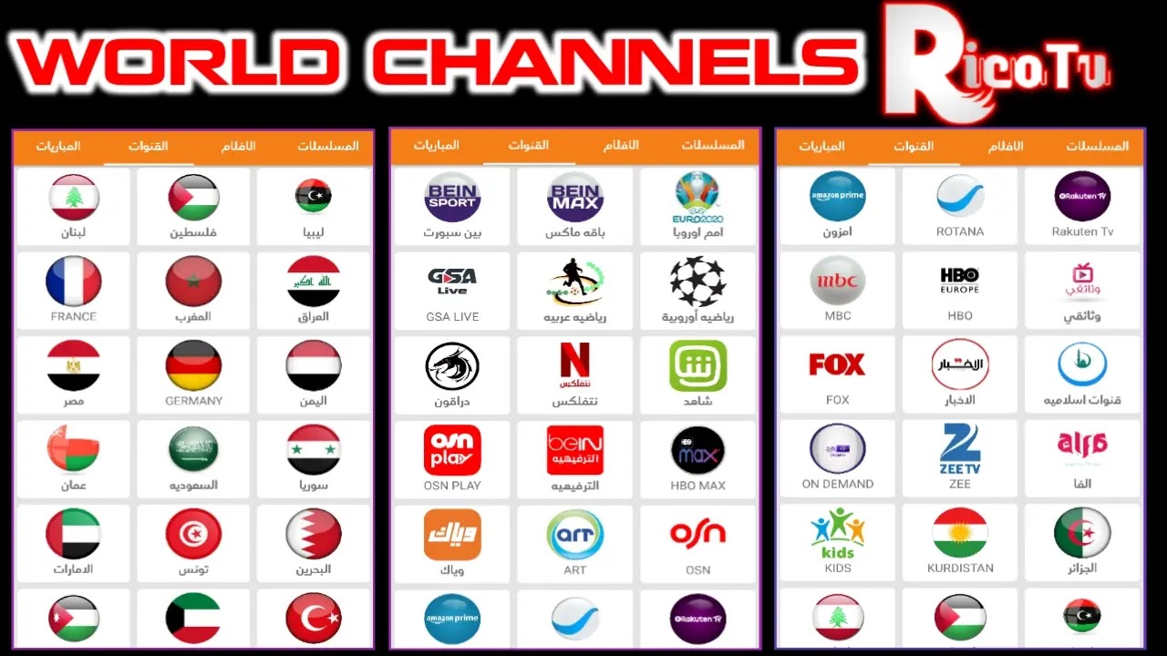 تطبيق Rico Tv لمشاهدة القنوات المشفرة لأجهزة الأندرويد