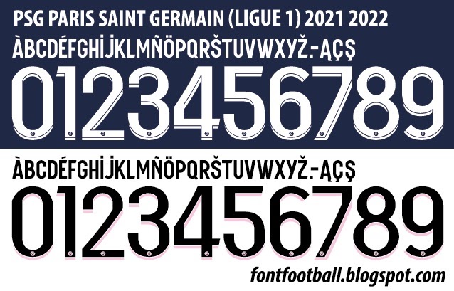 FONT FOOTBALL Font Vector PSG Paris Saint Germain Ligue 1 2021 2022 kit
