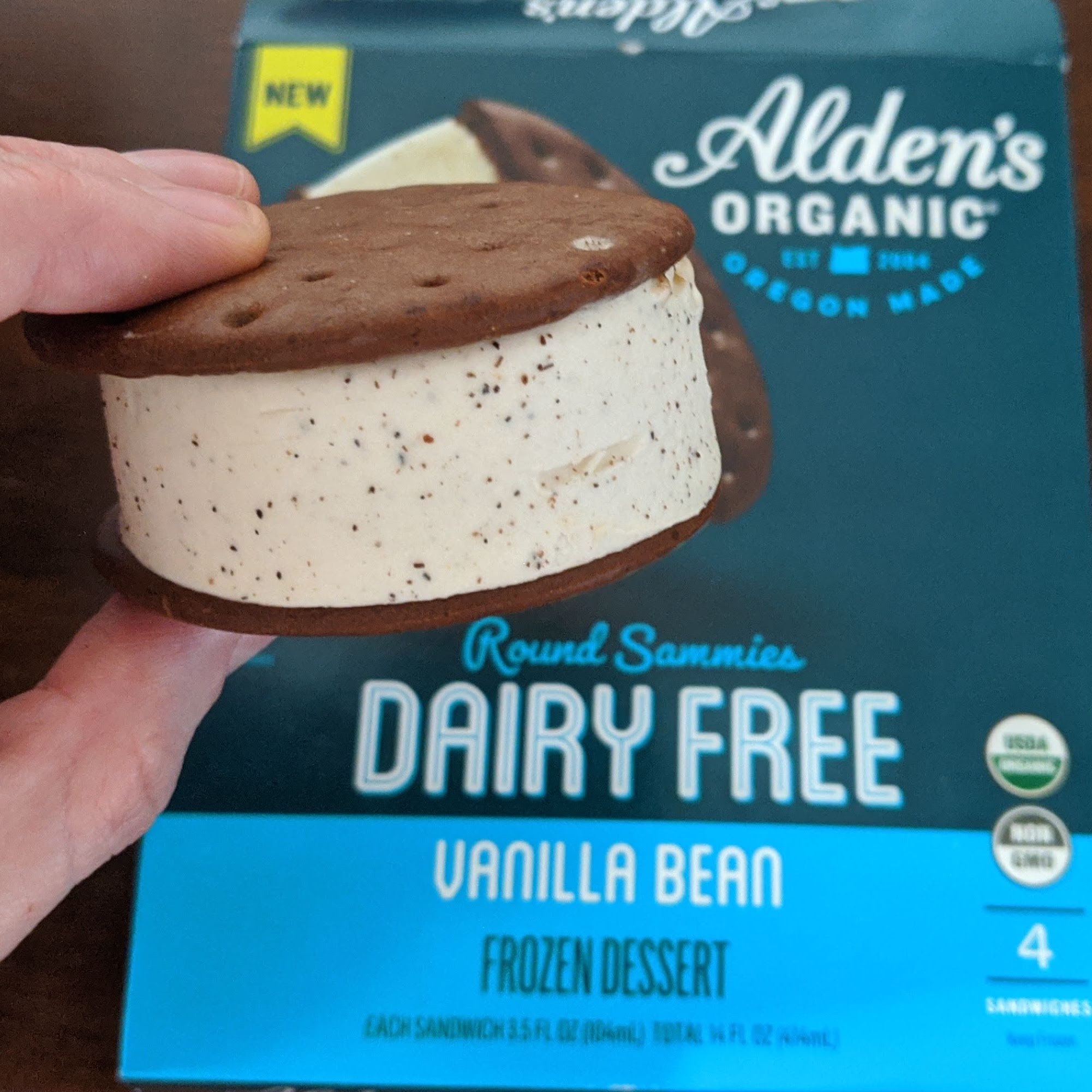 Vegan Adjacent Review Alden's Dairy Free Vanilla Ice Cream Sandwiches