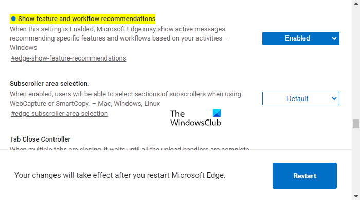 Dami Settings Settings Browser Tilmaanta degdega ah ee Microsoft Edge
