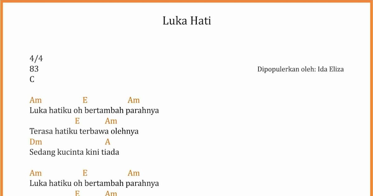 Chord Lagu Luka Hati Ida Eliza SEKITAR MUSIK Chord Lagu Luka Hati Ida Eliza SEKITAR MUSIK