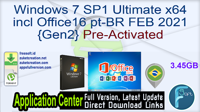 Windows 7 SP1 Ultimate x64 incl Office16 pt-BR FEB 2021 {Gen2} Pre-Activated Windows 7 SP1 Ultimate x64 incl Office16 pt-BR FEB 2021 {Gen2} Pre-Activated