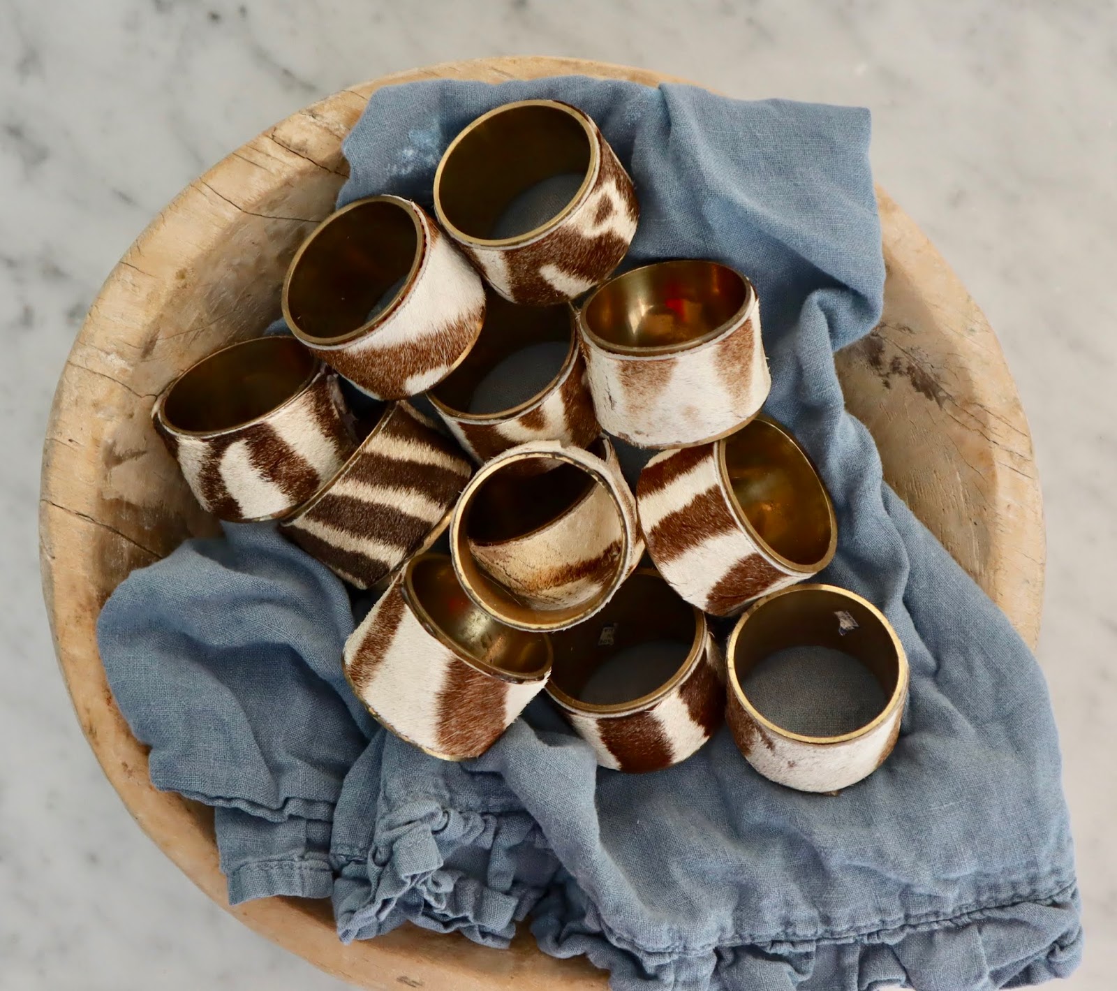 My Sweet Savannah DIY brass zebra hide napkin rings