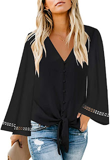 v neck ruffle sleeve shirt