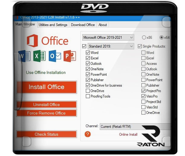 Office 2013-2021  Ativador e Instalador de Office 2021 - Raton  Download - Desde 2007