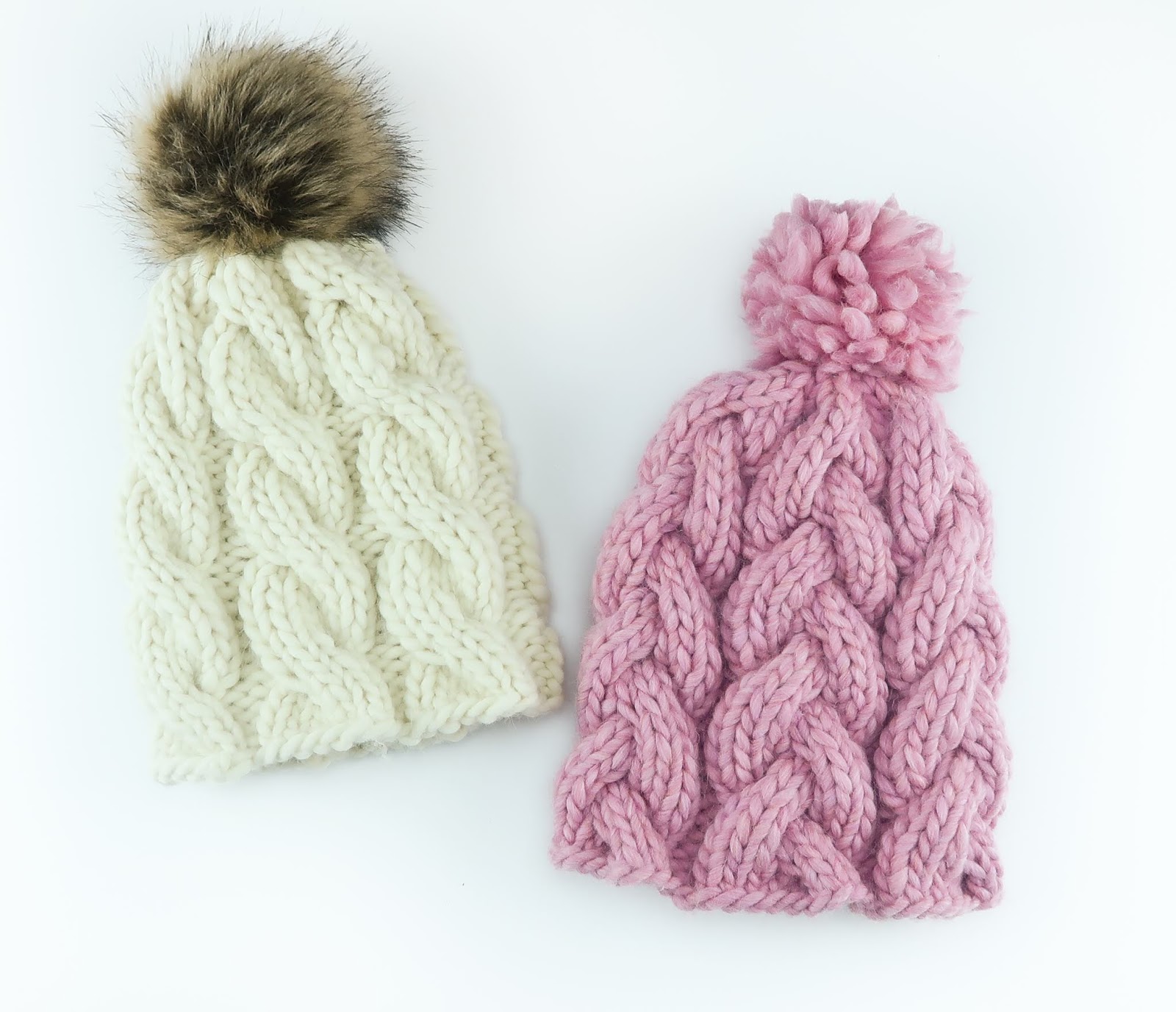 Knit Cable Braided Beanies Free Pattern Video Tutorial