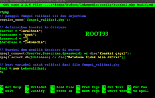 mengedit file koneksi.php di GNU Nano mengedit file koneksi.php di GNU Nano
