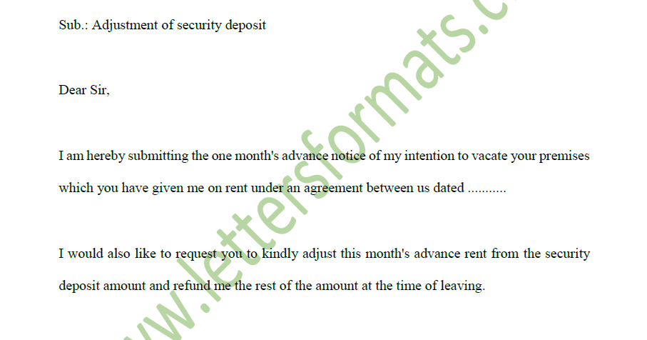 Letter to Landlord to Use Security Deposit as Last Month's Rent