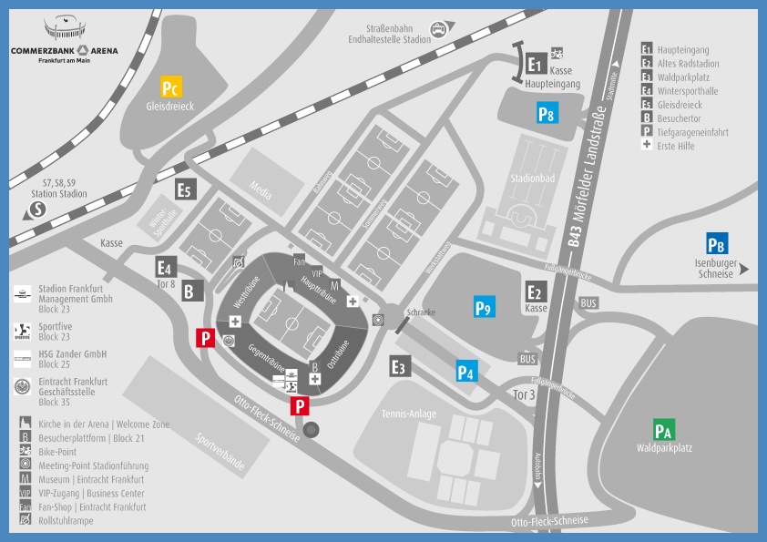 Verschiedene Möglichkeiten der Commerzbank arena Parken Die sitzplan